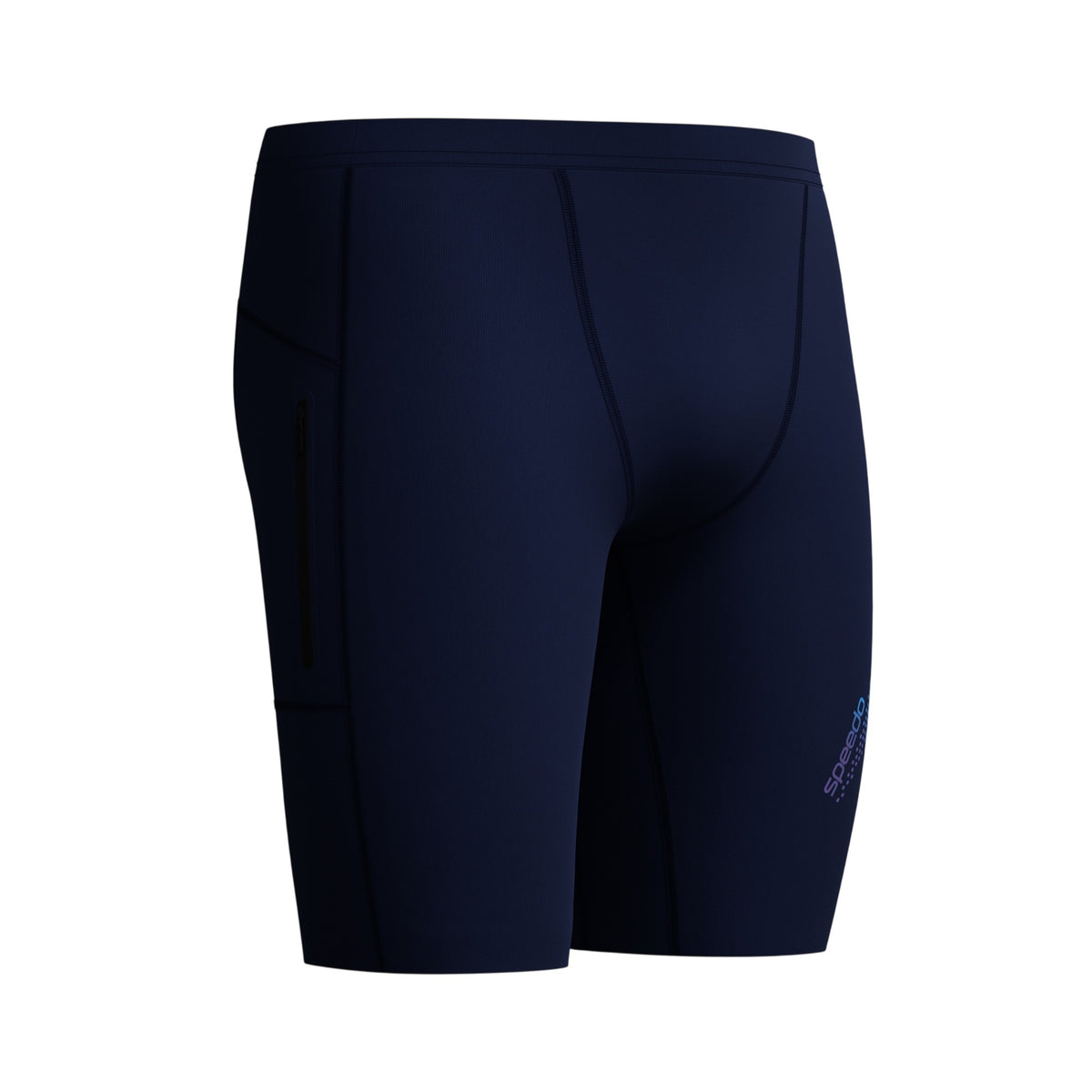 Navy - Side - Speedo Mens Boom Solid Endurance+ Swimming Trunks