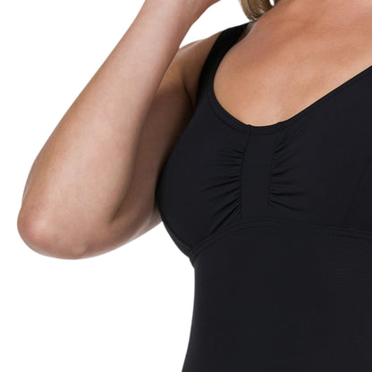 Black - Side - Speedo Womens-Ladies Aquagem One Piece Swimsuit