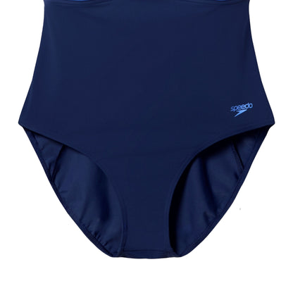 Navy - Side - Speedo Womens-Ladies Solid Contour Eclipse One Piece Swimsuit