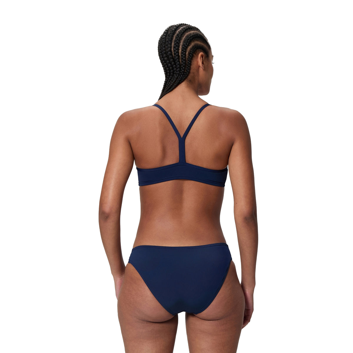 Navy - Side - Speedo Womens-Ladies Logo Endurance+ Thin Strap Two-Piece Swimsuit