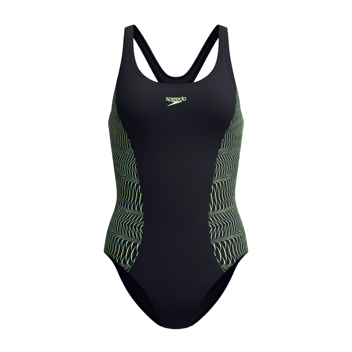 Black-Light Green - Front - Speedo Womens-Ladies Placement Medalist Printed One Piece Swimsuit