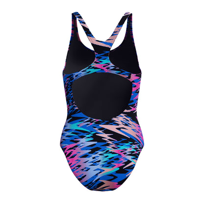Black - Back - Speedo Womens-Ladies Hyperboom Medalist Repeat Logo One Piece Swimsuit