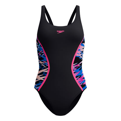 Black - Front - Speedo Womens-Ladies Hyperboom Splice Muscleback One Piece Swimsuit