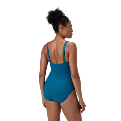 Green - Pack Shot - Speedo Womens-Ladies Lunaelustre Printed Shaping One Piece Swimsuit