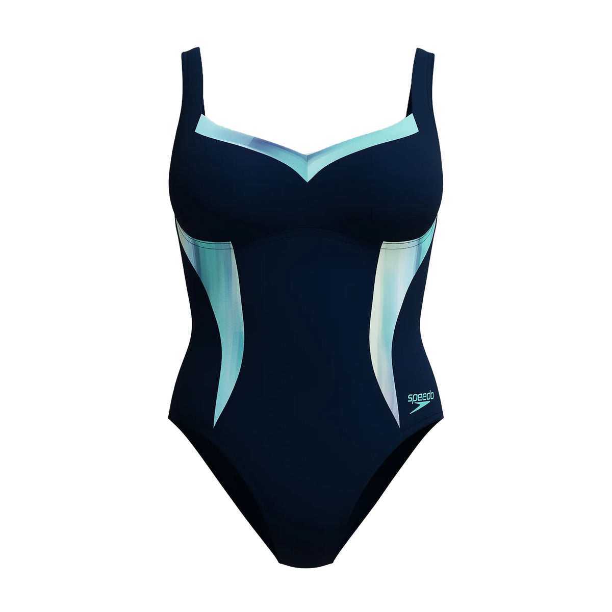 Navy - Front - Speedo Womens-Ladies Lunaelustre Printed Shaping One Piece Swimsuit