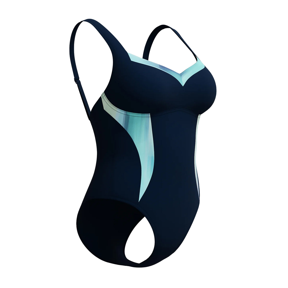 Navy - Side - Speedo Womens-Ladies Lunaelustre Printed Shaping One Piece Swimsuit