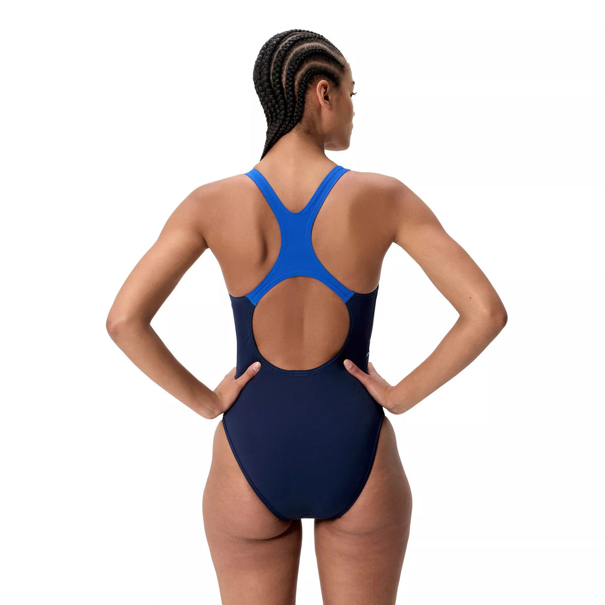 Navy - Back - Speedo Womens-Ladies Medley Medalist Logo One Piece Swimsuit