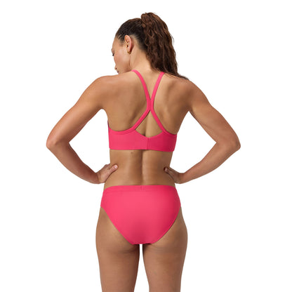 Pink - Back - Speedo Womens-Ladies Solid Bikini Bottoms