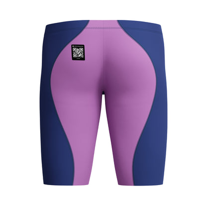 Navy-Bright Purple - Back - Speedo Mens Fastskin LZR Ignite Jammer Shorts