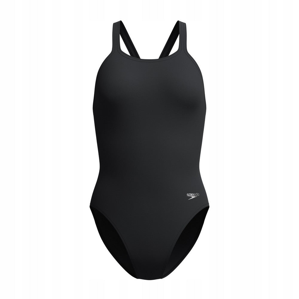 Black - Front - Speedo Womens-Ladies Solid Endurasoft Leaderback One Piece Swimsuit