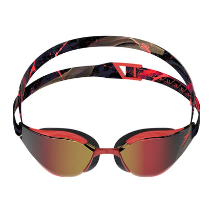 Black-Red - Back - Speedo Unisex Adult Fastskin Hyper Elite Mirrored Swimming Goggles