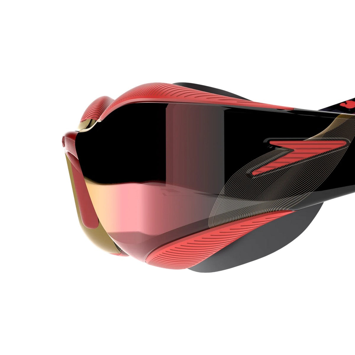 Black-Red - Side - Speedo Unisex Adult Fastskin Hyper Elite Mirrored Swimming Goggles
