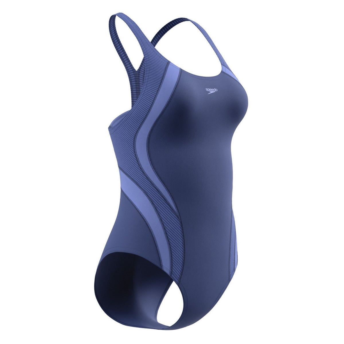 Blue - Lifestyle - Speedo Womens-Ladies Quantum Splice Ribbed One Piece Swimsuit