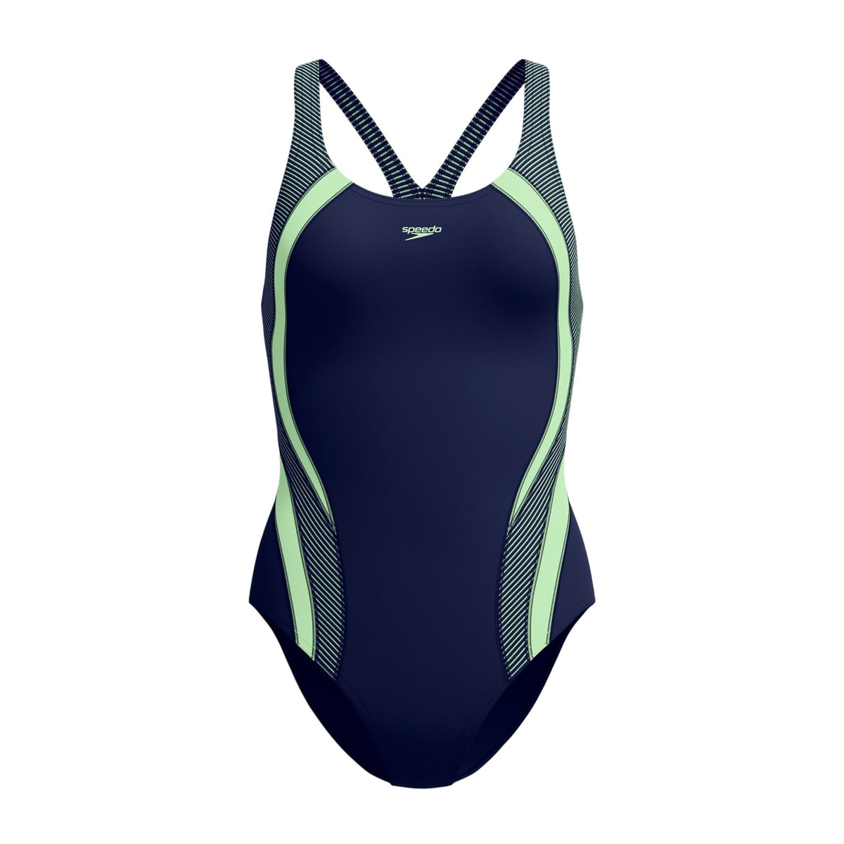Navy - Front - Speedo Womens-Ladies Quantum Splice Ribbed One Piece Swimsuit