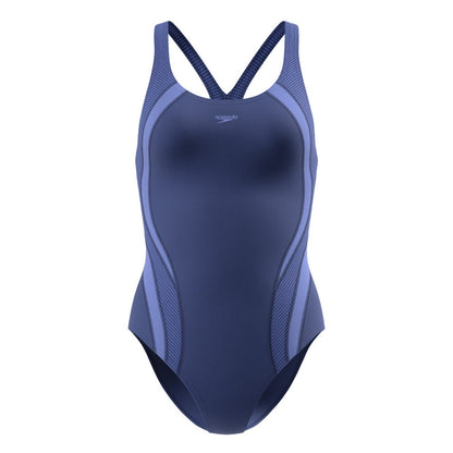 Blue - Front - Speedo Womens-Ladies Quantum Splice Ribbed One Piece Swimsuit