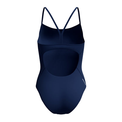 Navy - Back - Speedo Womens-Ladies Logo Endurance+ Thin Strap One Piece Swimsuit