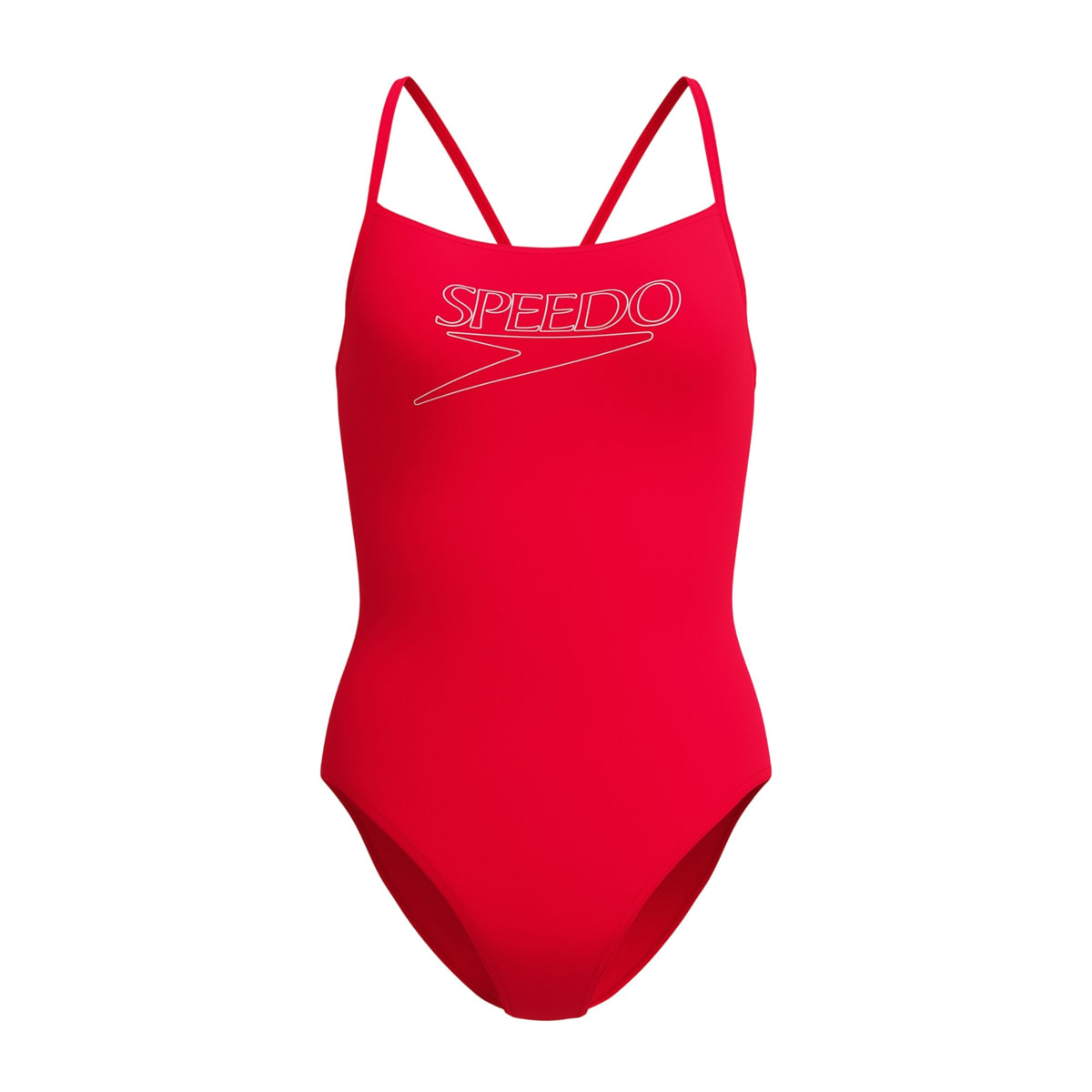 Red - Front - Speedo Womens-Ladies Logo Endurance+ Thin Strap One Piece Swimsuit