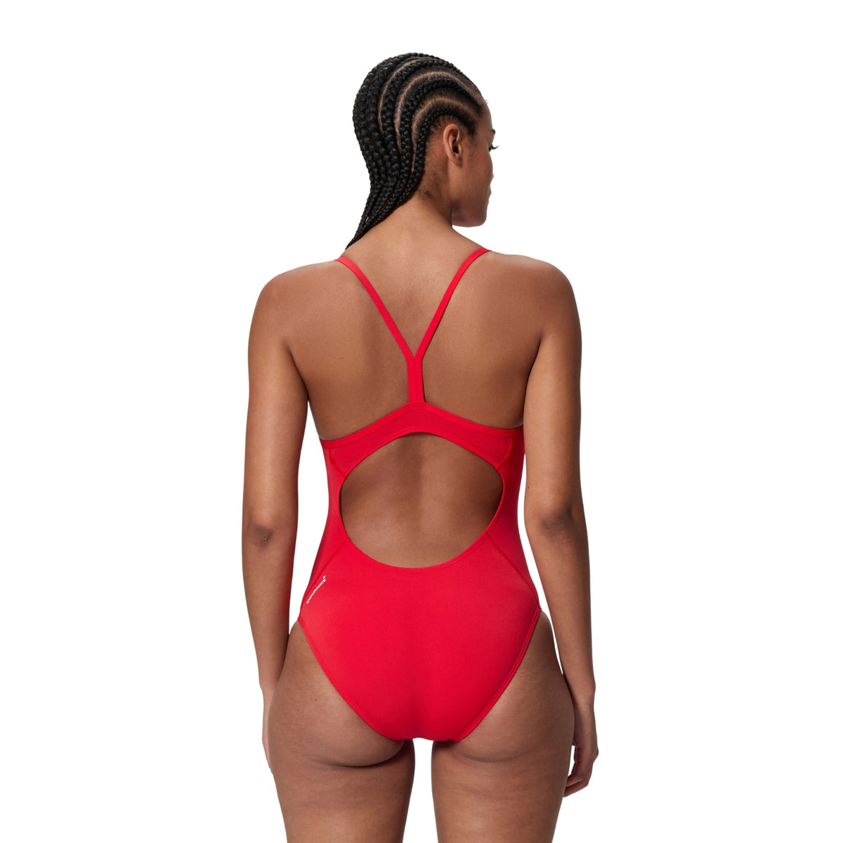 Red - Pack Shot - Speedo Womens-Ladies Logo Endurance+ Thin Strap One Piece Swimsuit