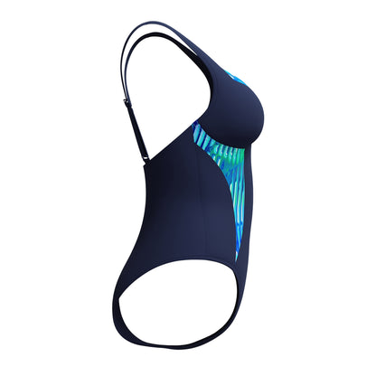 Turquoise - Side - Speedo Womens-Ladies Lunaelustre Printed Shaping One Piece Swimsuit