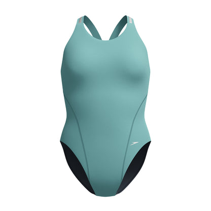 Green - Front - Speedo Womens-Ladies Performance Muscleback One Piece Swimsuit