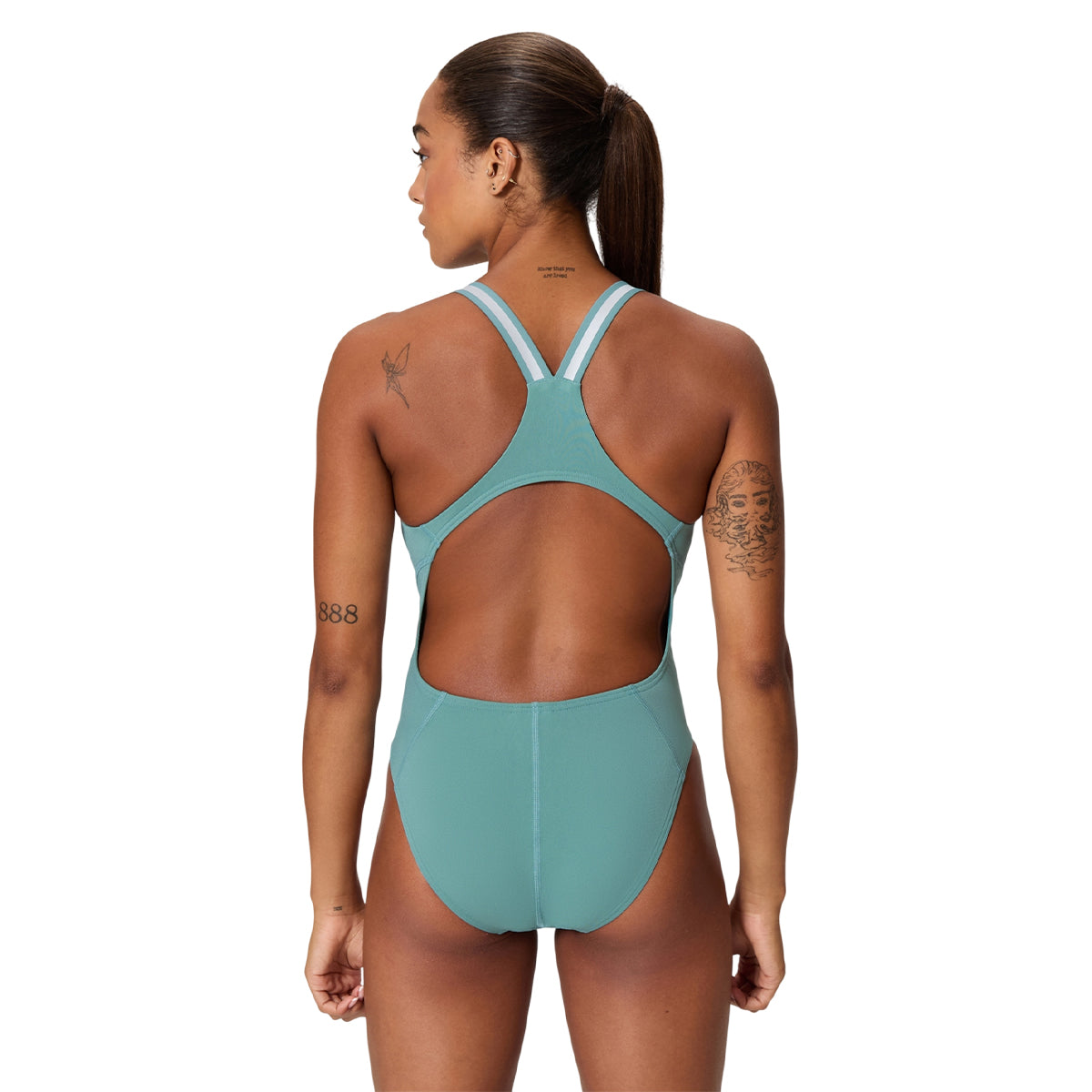 Green - Lifestyle - Speedo Womens-Ladies Performance Muscleback One Piece Swimsuit