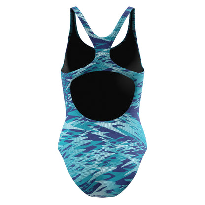 Light Blue-Blue - Back - Speedo Womens-Ladies Hyperboom Medalist Repeat Logo One Piece Swimsuit