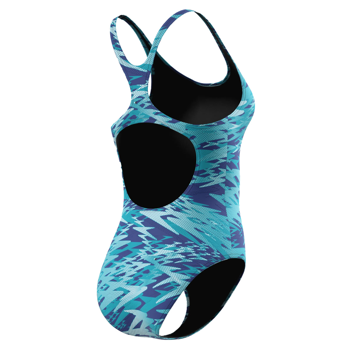 Light Blue-Blue - Lifestyle - Speedo Womens-Ladies Hyperboom Medalist Repeat Logo One Piece Swimsuit