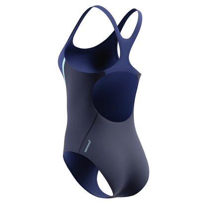 Blue - Lifestyle - Speedo Womens-Ladies Splice Medalist One Piece Swimsuit