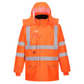 Orange - Front - Portwest Mens Hi-Vis 7 In 1 Safety Traffic Jacket