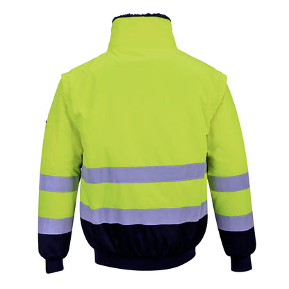 Yellow-Navy - Back - Portwest Mens PJ50 Hi-Vis 3 In 1 Jacket