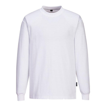 White - Front - Portwest Mens Anti-Static Long-Sleeved T-Shirt