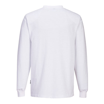 White - Back - Portwest Mens Anti-Static Long-Sleeved T-Shirt