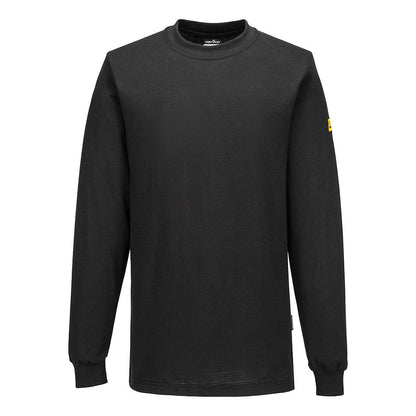 Black - Front - Portwest Mens Anti-Static Long-Sleeved T-Shirt