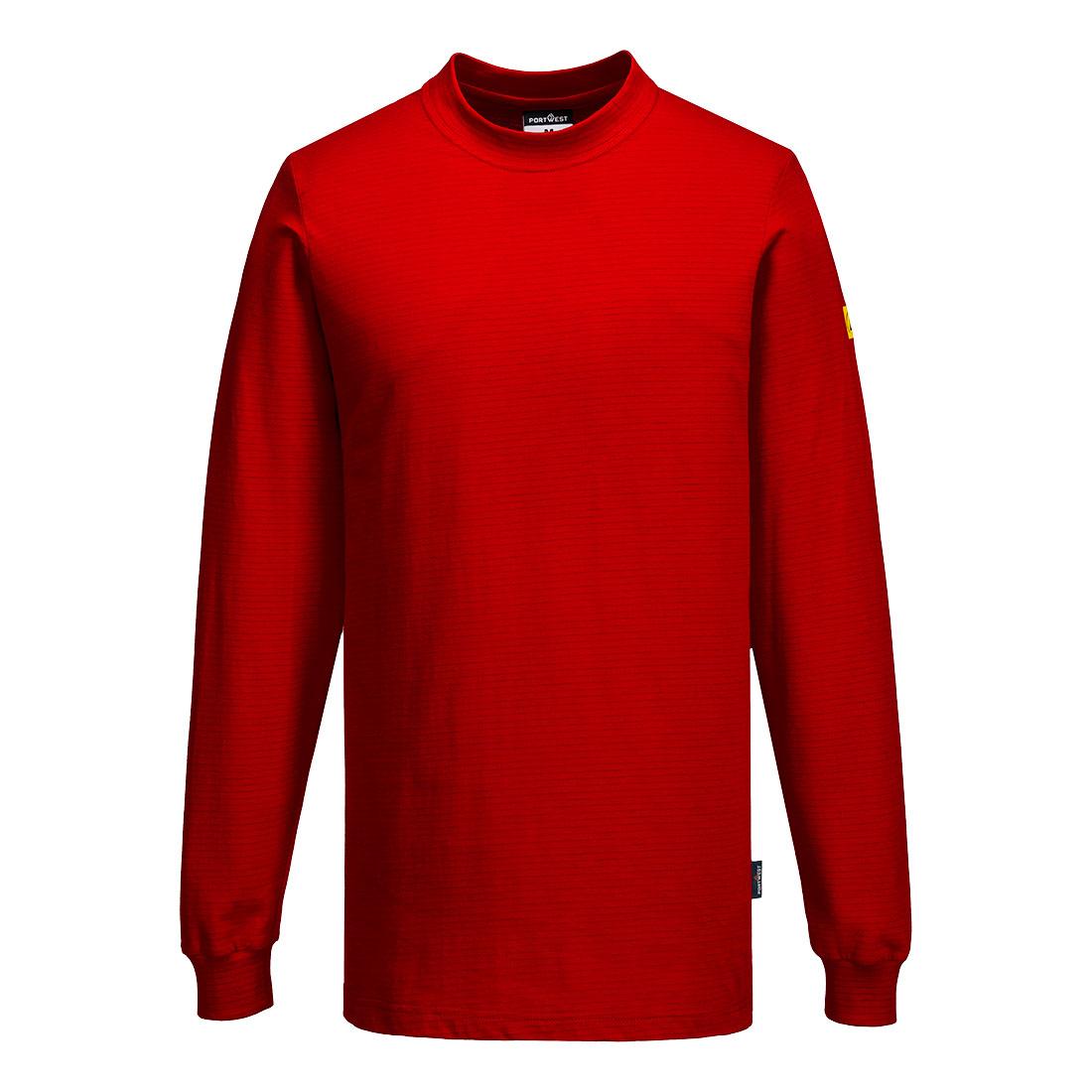 Deep Red - Front - Portwest Mens Anti-Static Long-Sleeved T-Shirt