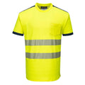 Yellow-Navy - Front - Portwest Mens PW3 Cotton Hi-Vis Comfort T-Shirt
