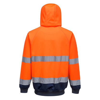 Orange-Navy - Back - Portwest Mens Contrast Hi-Vis Hoodie