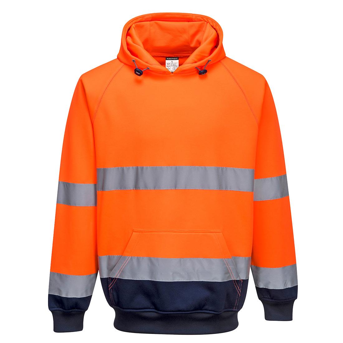 Orange-Navy - Front - Portwest Mens Contrast Hi-Vis Hoodie