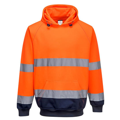Orange-Navy - Front - Portwest Mens Contrast Hi-Vis Hoodie