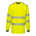 Yellow-Navy - Front - Portwest Mens PW3 Cotton Hi-Vis Comfort Long-Sleeved T-Shirt