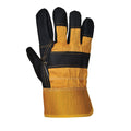 Yellow-Black - Back - Portwest Unisex Adult Cowhide Leather Furniture Gloves