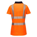 Orange-Black - Back - Portwest Womens-Ladies Hi-Vis Cotton Safety Polo Shirt