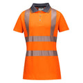 Orange-Grey - Front - Portwest Womens-Ladies Hi-Vis Cotton Safety Polo Shirt