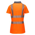 Orange-Grey - Back - Portwest Womens-Ladies Hi-Vis Cotton Safety Polo Shirt