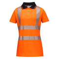 Orange-Black - Front - Portwest Womens-Ladies Hi-Vis Cotton Safety Polo Shirt
