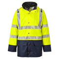 Yellow-Navy - Front - Portwest Mens Contrast Sealtex Ultra High-Vis Raincoat