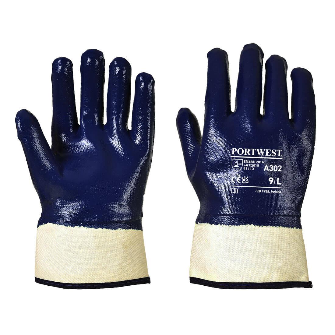 Navy - Front - Portwest Unisex Adult A302 Nitrile Safety Gloves