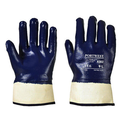 Navy - Front - Portwest Unisex Adult A302 Nitrile Safety Gloves