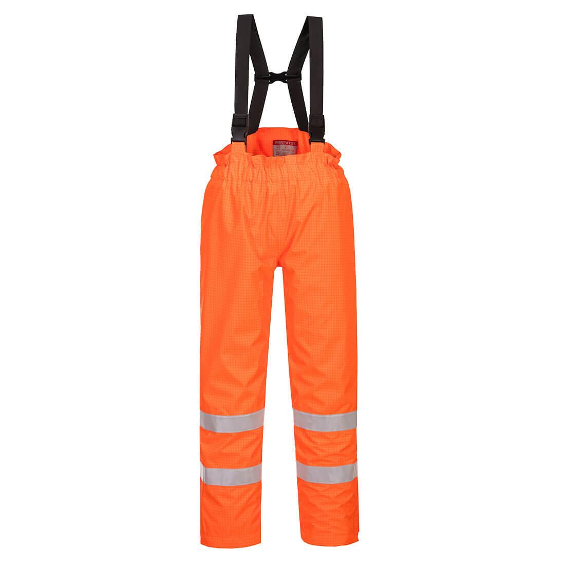 Orange - Front - Portwest Mens Hi-Vis Bizflame Rain Anti-Static Safety Trousers
