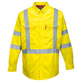 Yellow - Front - Portwest Mens Bizflame Hi-Vis Flame Resistant Shirt