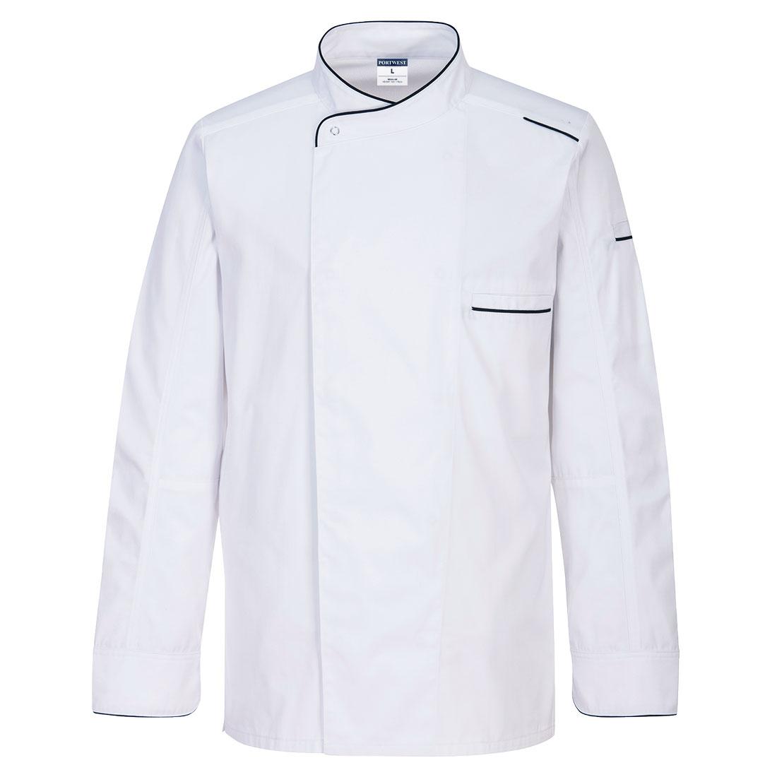 White - Front - Portwest Mens Surrey Long-Sleeved Chef Jacket
